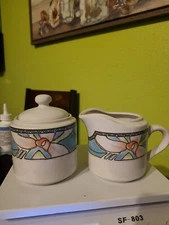 International Tableworks Stoneware Coffee Creamer And Sugar Set