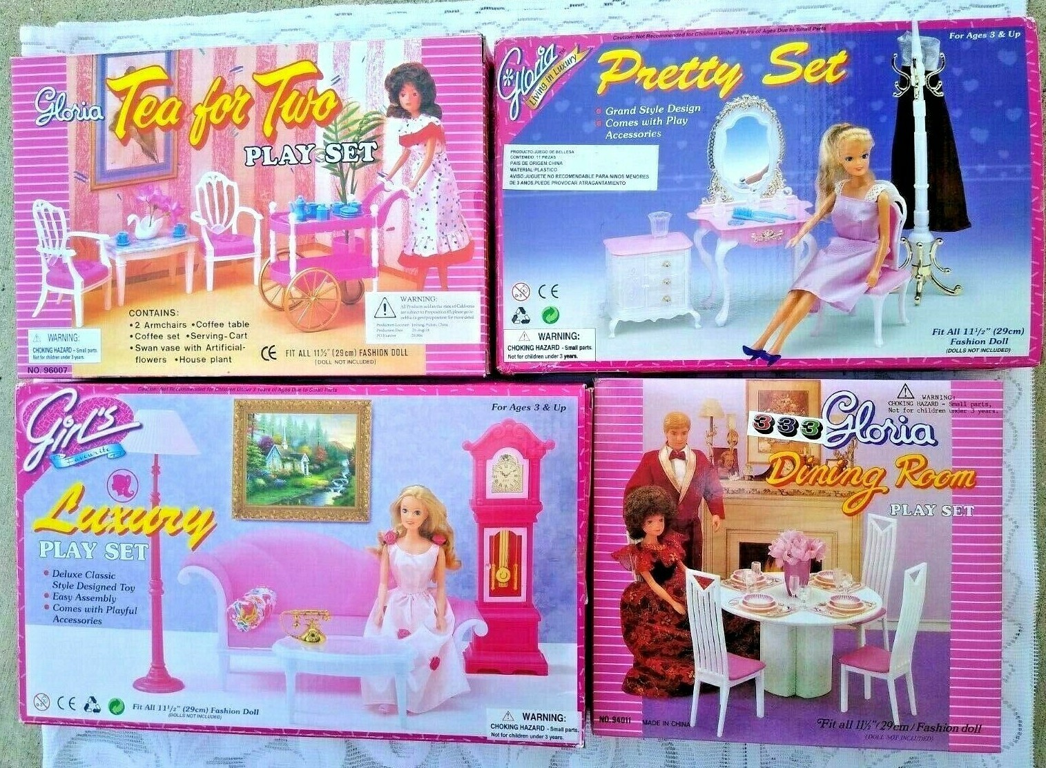 4 GLORIA DOLLHOUSE FURNITURE TEA FOR TWO+ Dining Room + Pretty +Luxury Play SETS eBay