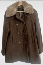 Zara Double Breasted Ladies Brown Coat Size L / 12