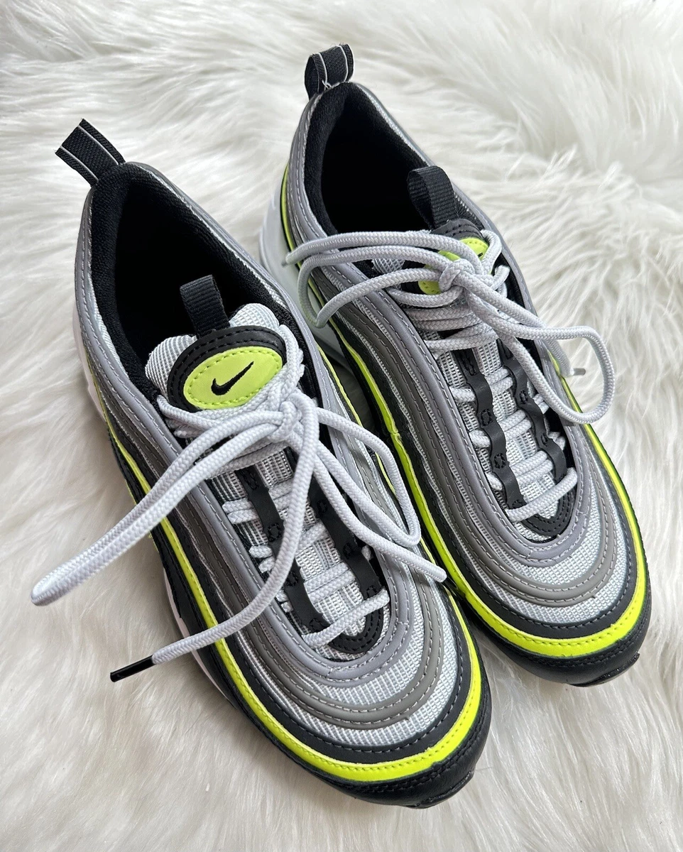 NIKE AIR MAX 97 CASUAL SHOES Pure Platinum Volt Black White Size