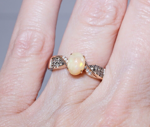 Le Vian Neopolitan Fire Opal & Diamond Ring 14K Rose Gold Levian Size 7 $2750 - Picture 13 of 13