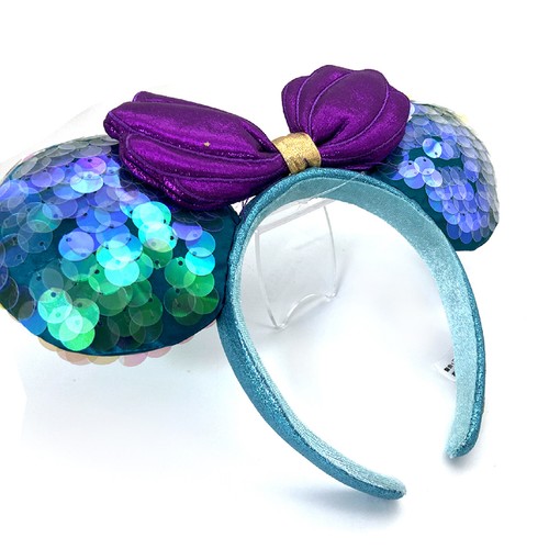 Cerchietto orecchie Minnie iridescenti viola sirenetta Ariel Parchi Disney POSTA USA - Foto 5 di 10