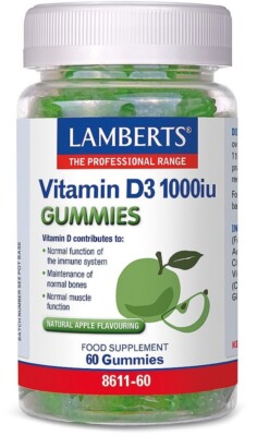 Lamberts Vitamin D3 Gummies 1000iu (60) BBE 12/2026
