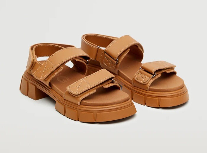 Mango Women's Toothed Strappy Platform Sandal Russet S US EUR