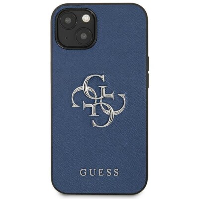 Guess iPhone 13 mini Hülle Case Cover Saffiano Big 4G Metal Logo Blue
