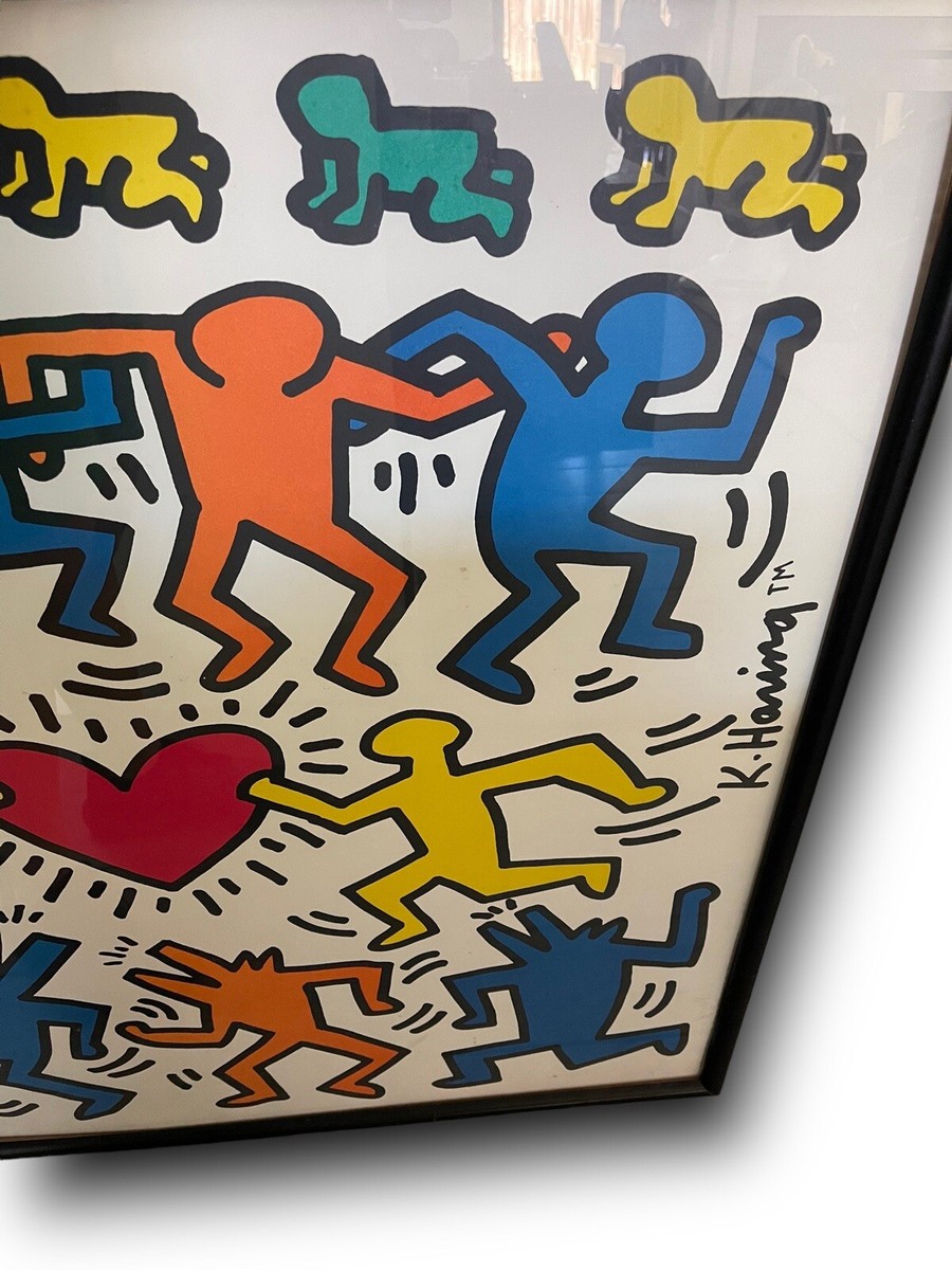 KEITH HARING ESTATE RARE LITHO PRINT FRAMED LRG POP ART KEITH HARING ESTATE RARE LITHO PRINT FRAMED LRG POP ART