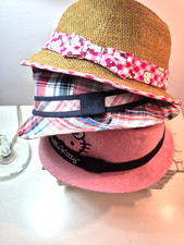 Hello Kitty Pink Bucket Hats Plaid Blue 1 Size 3 Unisex Cotton