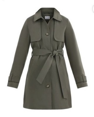 Time & Tru Women s Belted Trench Coat XL Midweight Water Resistant