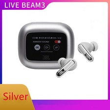 JBL LIVE BEAM 3 True Wireless Noise Cancelling Earbuds Headphones - Silver