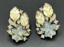 Crown Trifari Alfred Philippe Satin Fruit Salad Clip On Earrings
