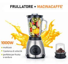Frullatore Macinatore Elettrico 1000W in Vetro e Acciaio Trita Verdure Frutta