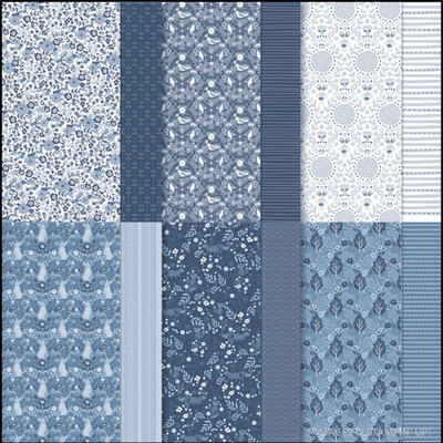 Stampin Up * COUNTRYSIDE INN * DSP- 24 SHEETS 6x6 PAPER, BEAUTIFUL BLUE PRINTS!