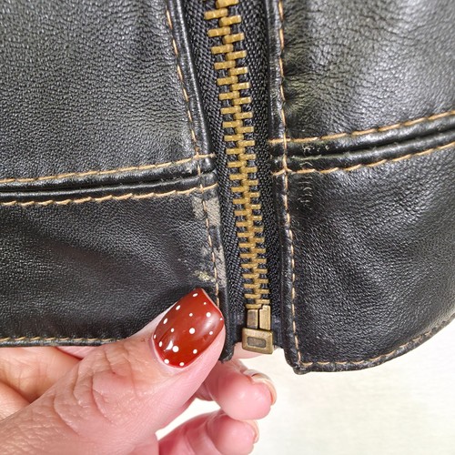 Y2K Wilsons Giacca Pelle Donna L Marrone Moto Biker Racing Struttura Senza Tempo - Foto 9 di 19