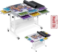 2000 Piece Foldable Felt Jigsaw Puzzle Board with Height Adjustment, Puzzle Tabl