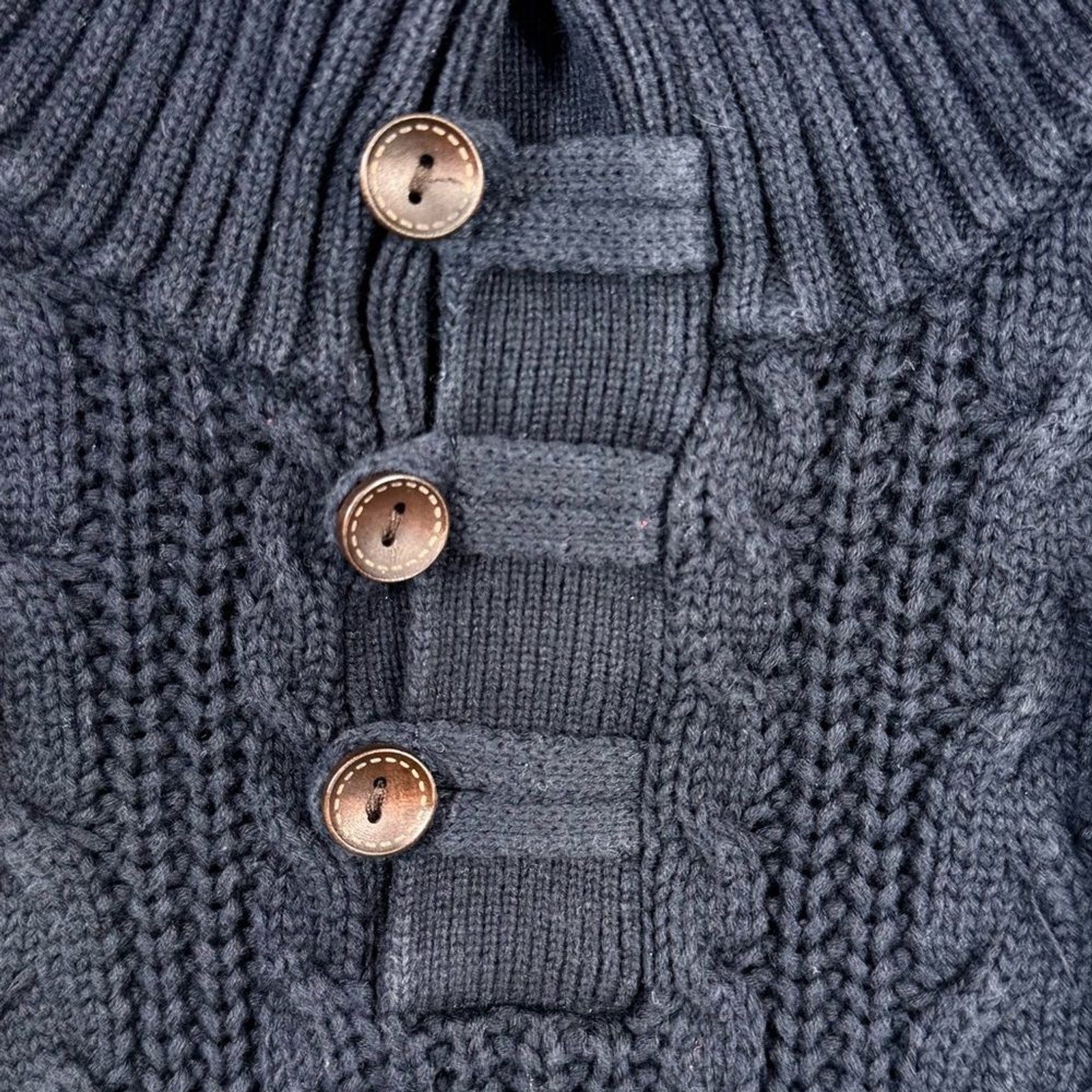 ZARA KIDS Boys Chunky Cable Knit Sweater 2-3 Navy Preppy Fisherman Nautical Cozy thumbnail 3