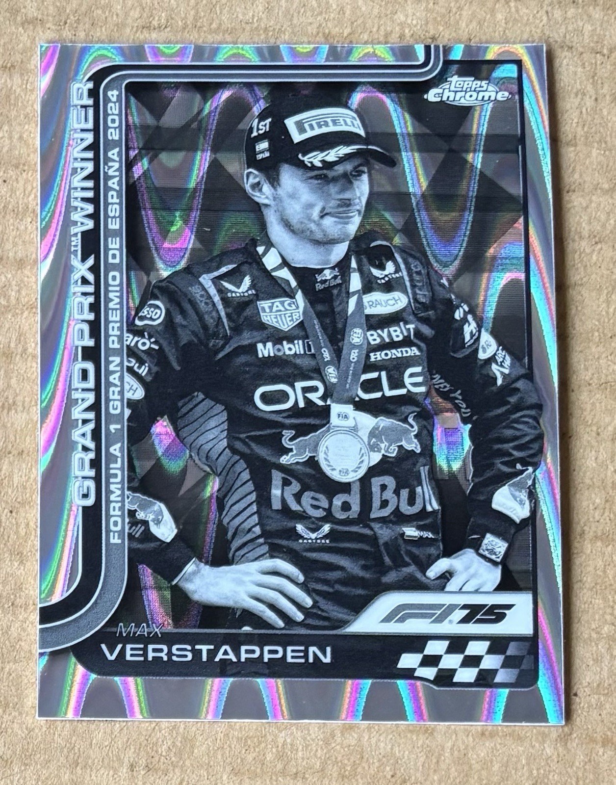 2025 Topps Chrome F1 Max Verstappen Grand Prix Winner B&W RayWave Refactor #102