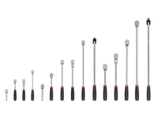 Tekton 1/4, 3/8, 1/2 Inch Comfort Grip Ratchet And Breaker Bar Set, 15 Pieces