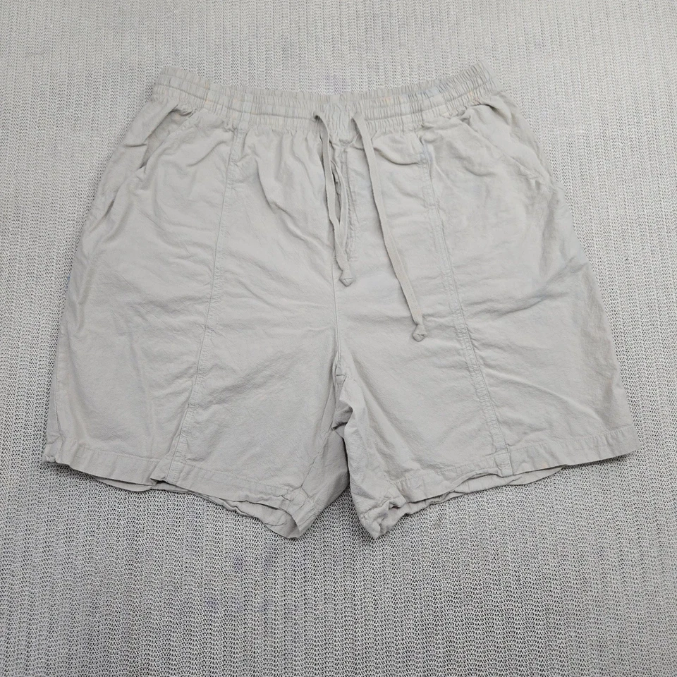 Pantalones Cortos Ciervo Blanco Mujer 14w/16W Cintura Elástica Beige Tirar de Cordón Ligero Plus Foto 2 de 4