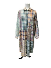 Vintage Sundance X Citron Santa Monica Flannel Patchwork Maxi Shirt Dress Medium