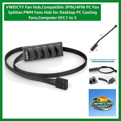 Efficient PWM Fan Hub - 3PIN/4PIN Compatible Splitter for Ultimate Cooling