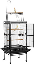 Spacious Wrought Iron Bird Cage with Perches Slide-Out Tray for Parrots