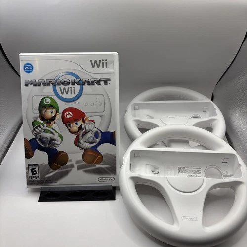 Mario Kart Wii Complete CIB w/ 2 Steering Wheels Nintendo Wii Tested
