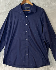 Tommy Hilfiger Mens Navy Slim Fit Stretch Button Down Long Sleeve Shirt Size XL