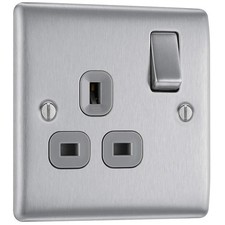 BG BRUSHED STEEL SINGLE SOCKET NBS21G- Fast Despatch! NEW IN PACK