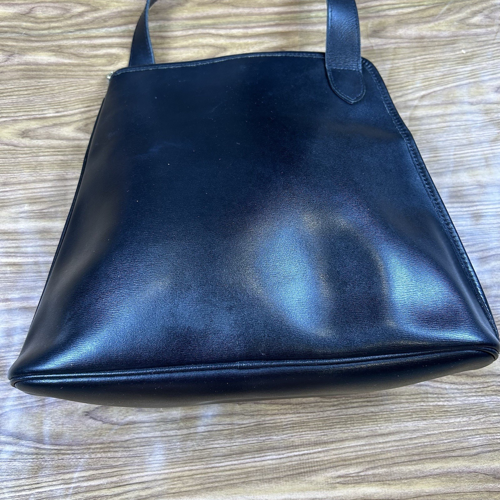 Vintage Longchamp Black Roseau Bucket Shoulder Bag Adjustable Strap Toggle image 5