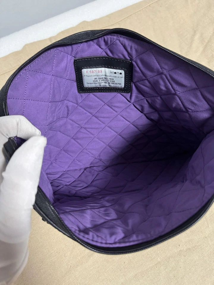 Funda acolchada para portátil Knomo London de cuero azul con cremallera bolsillo tableta acolchada Foto 2 de 4