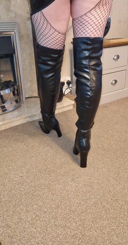 River Island Venus Black Leather Over Knee Boots uk 6 Sexy/mistress/classy - Picture 7 of 18