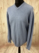 Brook Taverner Mens Blue XXL V Neck LambsWool Jumper Sweater Knitted 2XL