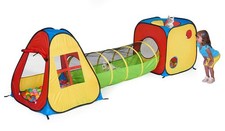 UTEX 3 in 1 Pop Up Play Tent with Tunnel, Ball Pit for Kids, Boys, Girls, Babies