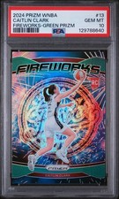 2024 Panini Prizm WNBA Caitlin Clark Fireworks Green Prizm PSA 10 RC/GM