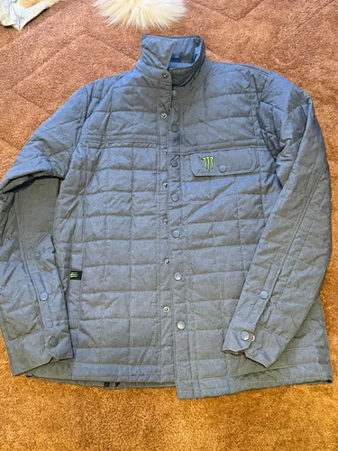 Monster Energy Men's Gray Quilted Insulated Snap Jacket Embroidered Logo S - product listing photo