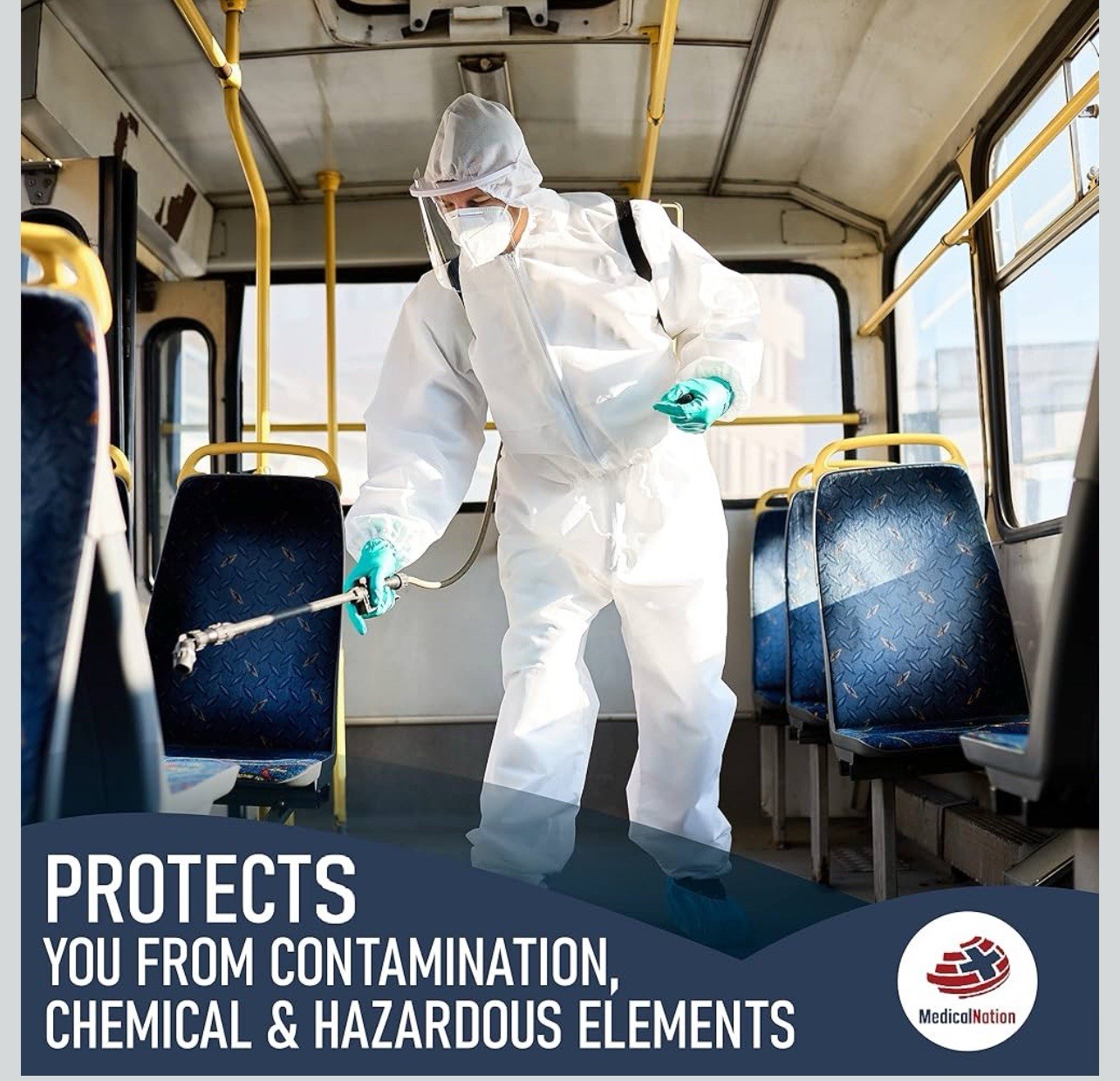 Hazmat Suits 5PACK Disposable Protective Coveralls ,Hood,Zipper,Elastic Size 2XL - second product detail image