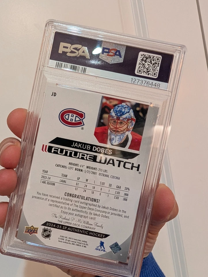 2024 Jakub Dobes Auto Future Watch Auto FWA /999 PSA 8 NM-MT Canadiens - Image 2 of 2
