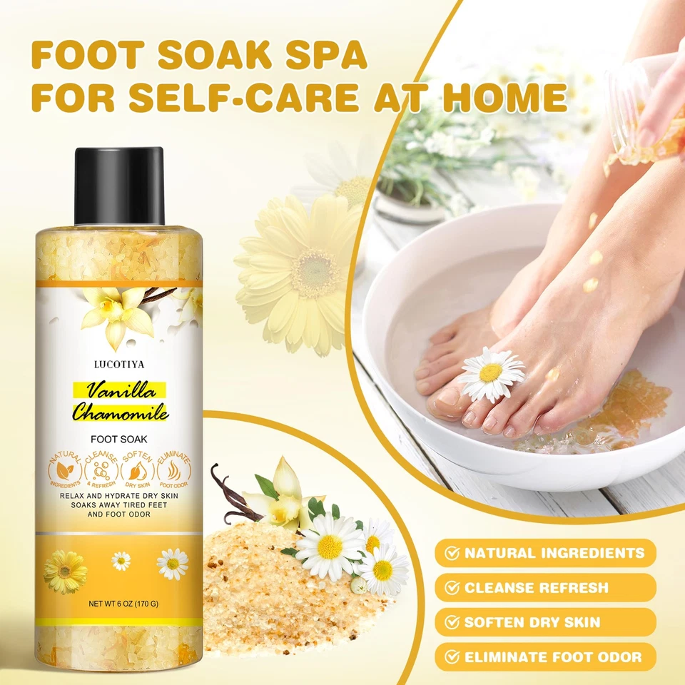 Foot Soak Set Pedicure Kit, Vanilla chamomile Foot Soak Salts,Foot File,Foot ... - Image 2 of 4