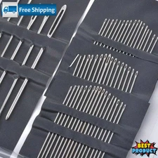55pcs Stainless Steel Laege Eye Needles Assorted Size Hand Sewing Needle Set