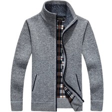 New Autumn and Winter Cardigan Sweater for Men, Warm Thick Loose Casual Stand Up