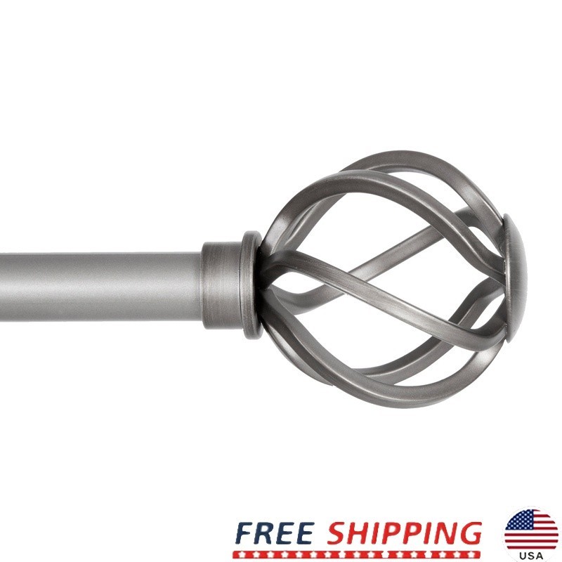 Cage Decorative Telescoping Curtain Rod Set W/ Finials Brackets Included New