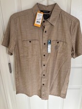 NWT 45 Carhartt Rugged Flex Men's L Relaxed fit Beige Cotton Shirt Logo