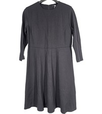 Skater Dress Smart Work Size M Black Long Sleeve Knee Length Workwear Uniqlo