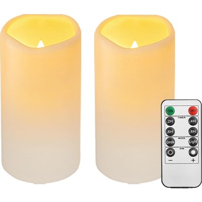 2PACK Flammenlose  LED Säulenkerzen mit Fernsteuerung, D7,5 x H14 cm