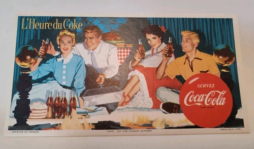 Lot Of 2 Vintage Coca-Cola Ink Blotter "Imprime au Canada" "L'Heure du Coke"