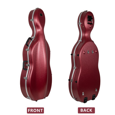 Crossrock 3/4 and 4/4 Size Cello Case-ABS Molded Hardshell with Wheels- Dark Red