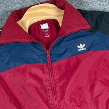 Adidas Color Block Full Zip Fleece Lined Track Jacket Large Windbreaker Sporty