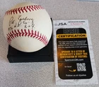 PAT ZACHRY Autographed Signed ROMLB Baseball JSA 1976 ROY Inscription Dodgers