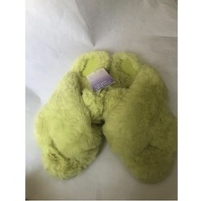 Womens Cozy Fluffy Fuzzy Slide Slippers Sz XL 11/12 Criss Cross Strap
