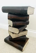 Coffee Table Books Stack Solid Wood Side End Lamp Stand Library Furniture